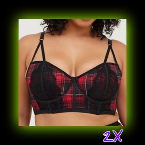 🔥 UNLINED LONGLINE STRAPPY BRALETTE - PLAID RED